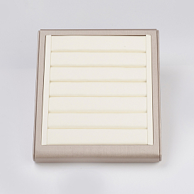 Affichages d'anneau de bijoux en cuir pu, avec planche, rectangle