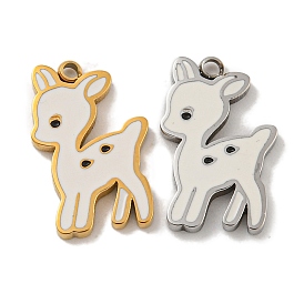 304 Stainless Steel Charms, with Enamel, Deer Charm