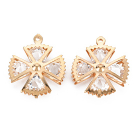 Rack Plating Eco-Friendly Iron Pendants, with Crystal Rhinestone, Cadmium Free & Nickel Free & Lead Free