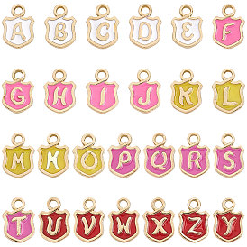 SUNNYCLUE 52 Pcs 26 Styles Alloy Enamel Charms, Cadmium Free & Lead Free, Token with Initial Letters, Light Gold