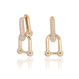 925 Sterling Silver French Style Retro U-shaped Earrings with Horseshoe Buckle