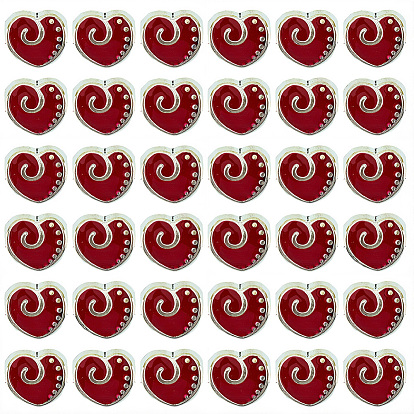 50шт. сплав эмалированные европейские бусины, бусины с большим отверстием, без кадмия и без свинца, античное серебро, сердце