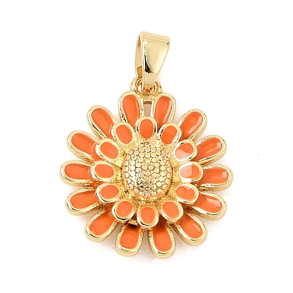 Brass Enamel Pendants, Flower Charms