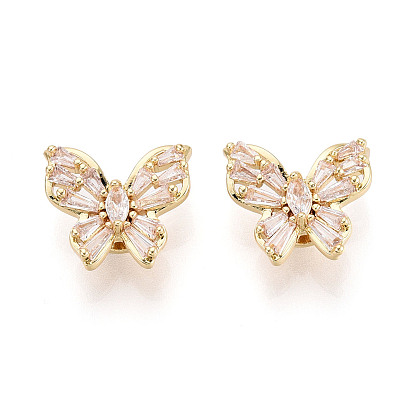 Латунные микро проложить кубического циркония бусы, бабочка