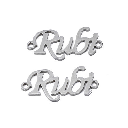 304 Stainless Steel Connector Charms, Word Rubt
