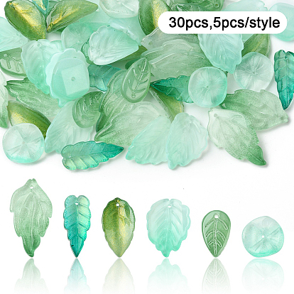 Подвески из прозрачного стекла с росписью для запекания, градиент цвета, цветок и листья