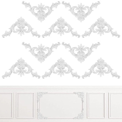 Flower PU Leather Carved Onlay Applique, Center Flower Long Applique, for Door Cabinet Bed Unpainted Decor European Style