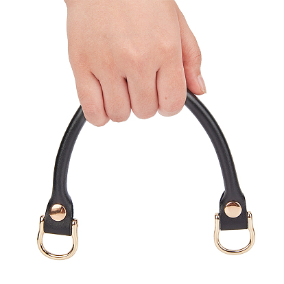 Cowhide Bag Handles, with Brass and Alloy Findings, for Bag Straps Replacement Accessories
