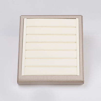Affichages d'anneau de bijoux en cuir pu, avec planche, rectangle
