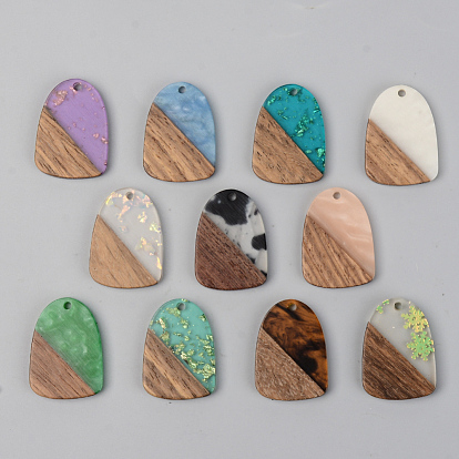 Resin & Walnut Wood Pendants, Teardrop, Mixed Style