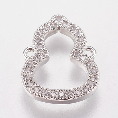 Brass Micro Pave Cubic Zirconia Links, Cadmium Free & Nickel Free & Lead Free, Calabash