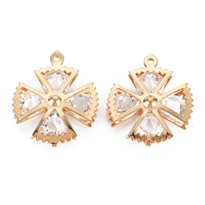 Rack Plating Eco-Friendly Iron Pendants, with Crystal Rhinestone, Cadmium Free & Nickel Free & Lead Free