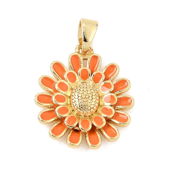 Colgantes de esmalte de bronce, encantos de la flor