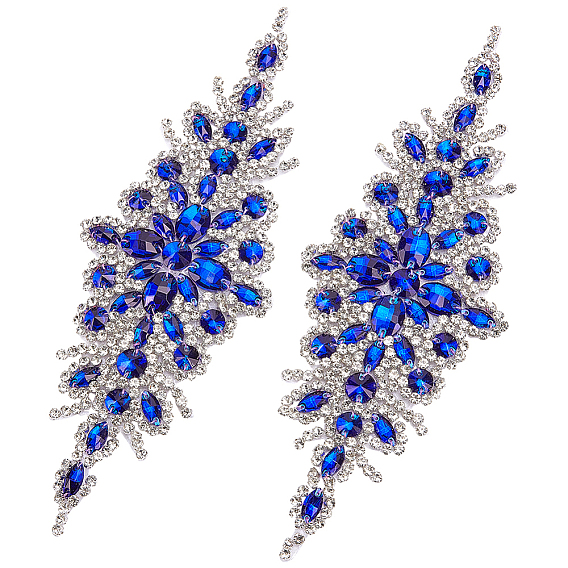 Нашивки из полиэстера с цветочным рисунком и стразами, пришивные/приклеиваемые утюгом., аппликации из ткани, для свадебного платья