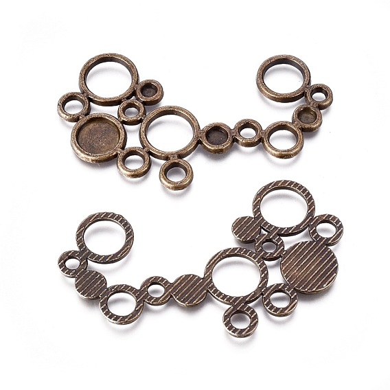 Alloy Cabochon Connector Settings, Lead Free and Cadmium Free, Flat Round, about 57mm long, 38.5mm wide, 2mm thick