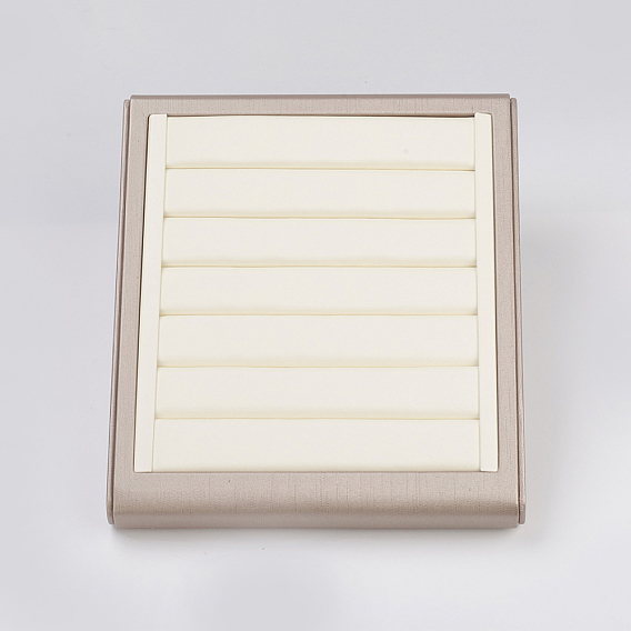 PU Leather Jewelry Ring Displays, with Board, Rectangle