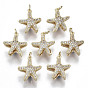 Brass Micro Pave Clear Cubic Zirconia Pendants, with Loop, Star, Nickel Free, Real 18K Gold Plated