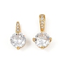 Латунные микропаве прозрачные кубические циркониевые подвески, плоско-круглые, долговечный, без никеля 