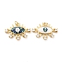 Natural Shell Pendants, with Clear Cubic Zirconia and Golden Brass Findings, Long-Lasting Plated, Eye