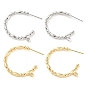 Brass Ring Stud Earrings Findings, Half Hoop Earring Findings, with Loops