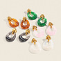 304 Stainless Steel Stud Dangle Earrings for Women, with Resin, Nuggets, Real 18K Gold Plated