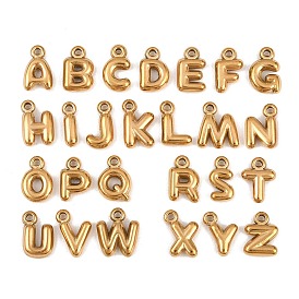 304 Stainless Steel Pendants, Letter A~Z Charms, Ion Plating(IP)
