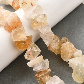 Нагретые нити из натуральных цитриновых бусин, необработанный грубый камень, самородки