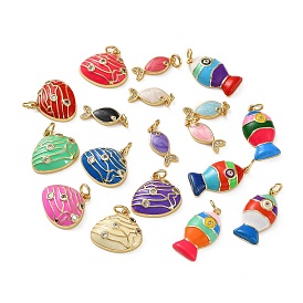 Латунные микропаве прозрачные подвески с фианитом, реальный 18 k позолоченный, с эмалью, разноцветные