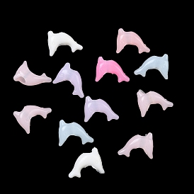 Пластиковые европейские бусины, бусины с большим отверстием, имитация желе, дельфин