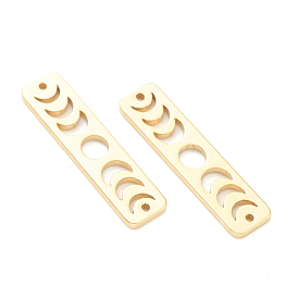 Brass Moon Phase Bar Links, Long-Lasting Plated, Rectangle