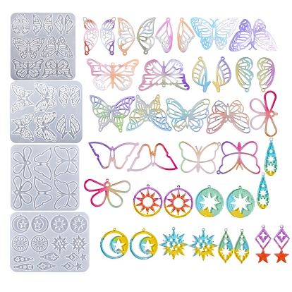 DIY Silicone Pendant Molds, Resin Casting Molds, for UV Resin, Epoxy Resin Jewelry Making, Butterfly/Star