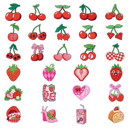 27pcs ftuit patches, утюг / пришить аппликации, аксессуары для костюма, для одежды, сумка брюки, обуви, чехол для мобильного телефона, клубника и вишня