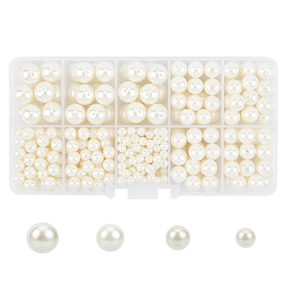 Perles rondes en verre teinté écologique, cordon en coton fileté