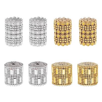 Plastic Sparkling Flower Shape Mesh Wrap Roll, Rhinestone Mesh Ribbon, for Wedding, Birthday, Baby Shower, Arts & Crafts, Crystal