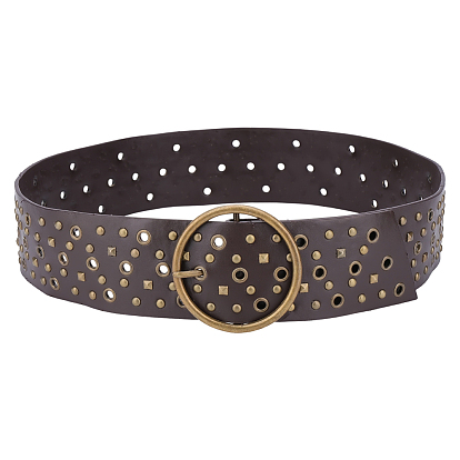 Alloy Rivets PU Leather Wide Waist Belts, with Buckles