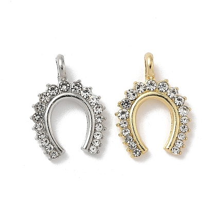 Подвески из сплава и страза, подковы прелести, без свинца и без кадмия, стойки покрытие