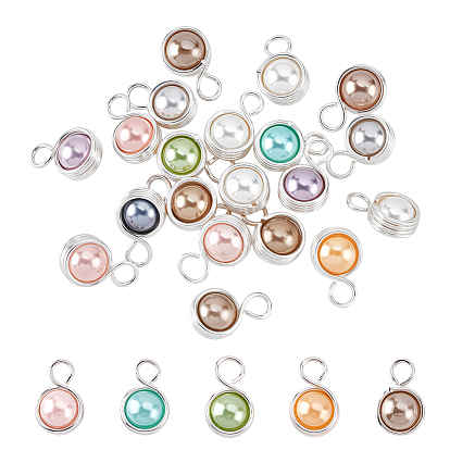 20шт. подвески из круглой медной проволоки с ракушками и жемчугом, серебряный цвет гальваническим