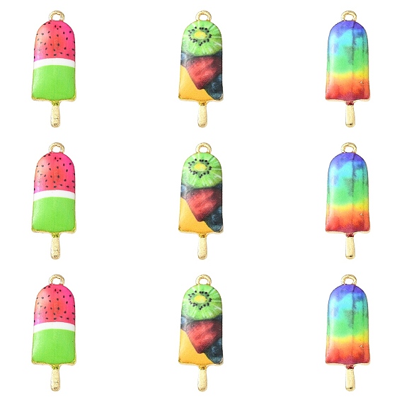 30 шт 3 стили подвески из сплава с принтом, без свинца, без кадмии и без никеля, золотые, очарование леденца на палочке