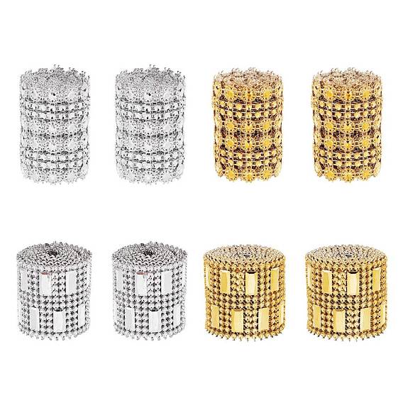 Plastic Sparkling Flower Shape Mesh Wrap Roll, Rhinestone Mesh Ribbon, for Wedding, Birthday, Baby Shower, Arts & Crafts, Crystal