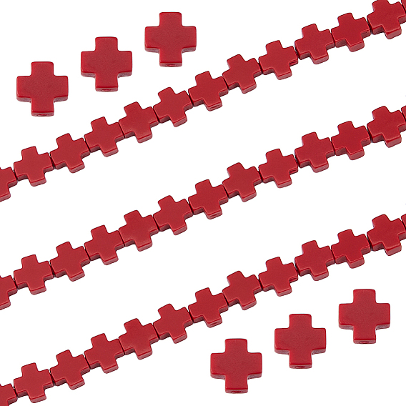 1 нити синтетических коралловых бусин, окрашенные, крестик