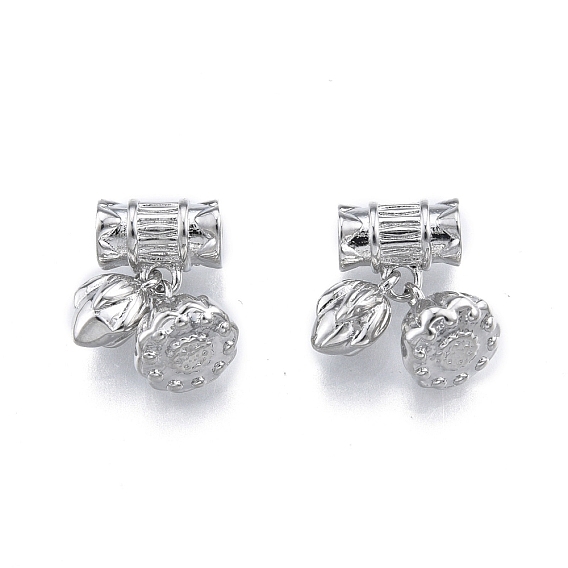 Подвески из латуни с покрытием из стручков лотоса и бутонов, без никеля 