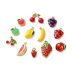 304 Stainless Steel Enamel Charms, Ion Plating, Fruit Themes, Golden