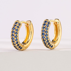 Fashionable Delicate Mini Gold-Plated Zirconia Earrings for Women, Retro Ear Hoops with Personality and Versatility