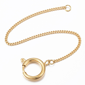 304 Stainless Steel Curb Chain Bracelets, with Spring Ring Clasp
