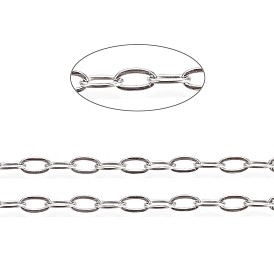 304 Stainless Steel Cable Chains, Soldered, with Card Paper, Flat Oval