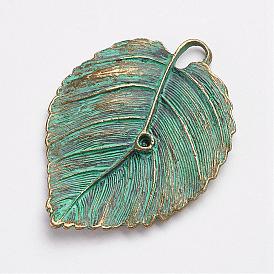 Tibetan Style Alloy Pendant Rhinestone Settings, Leaf