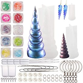 SUNNYCLUE DIY Necklace & Keychain Kit, with Silicone Molds, Nail Art Decoration, Plastic Transfer Pipettes & Measuring Cup, Finger Cots, Waxed Cotton Cord Necklace, Alloy Keychain Findings