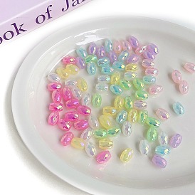 Opaque Acrylic European Beads, Large Hole Beads, Imitation Jelly, Faceted, Barrel