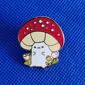 Kawaii Cartoon Mushroom Flower Brooch Cute Plant Metal Badge Lapel Pin Jacket Fashion Jewelry Accessories