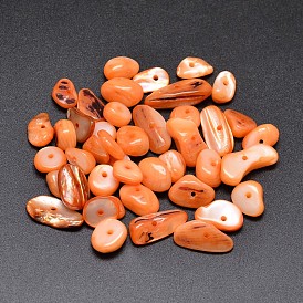Dyed Natural Freshwater Shell Nuggets Chips Beads, 10~20x5~15mm, Hole: 1mm, about 330pcs/500g